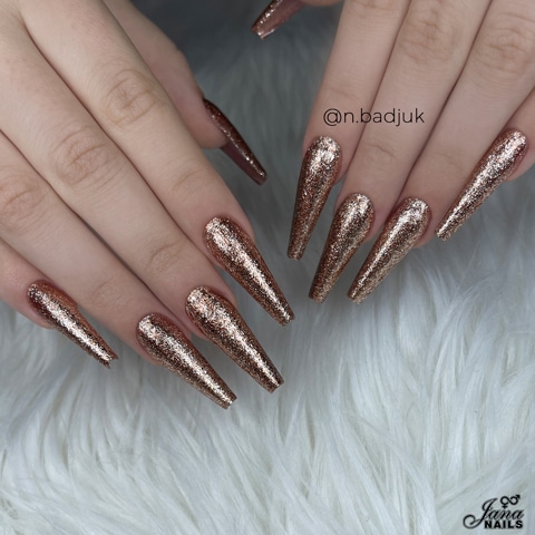 long gold glitter nails
