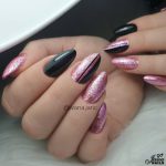 dark and pink glitter nails