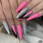 Silver and pink nails