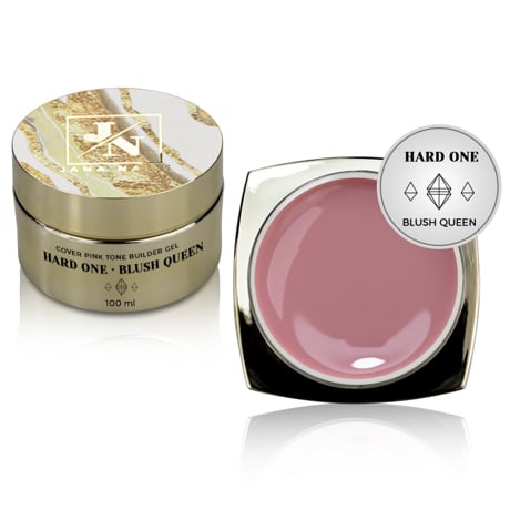 Hard One Builder Gel Blush Queen 100ml bottle, showcasing its unique pink shade and gel-acrylic formula, perfect for professional nail extensions.