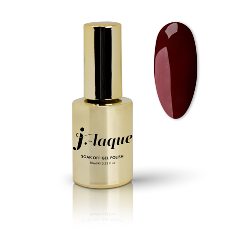 J-LAQUE Redwood, deep pigmented red polish, easy application gel polish, thick and opaque nail color, durable manicure, natural nail art
